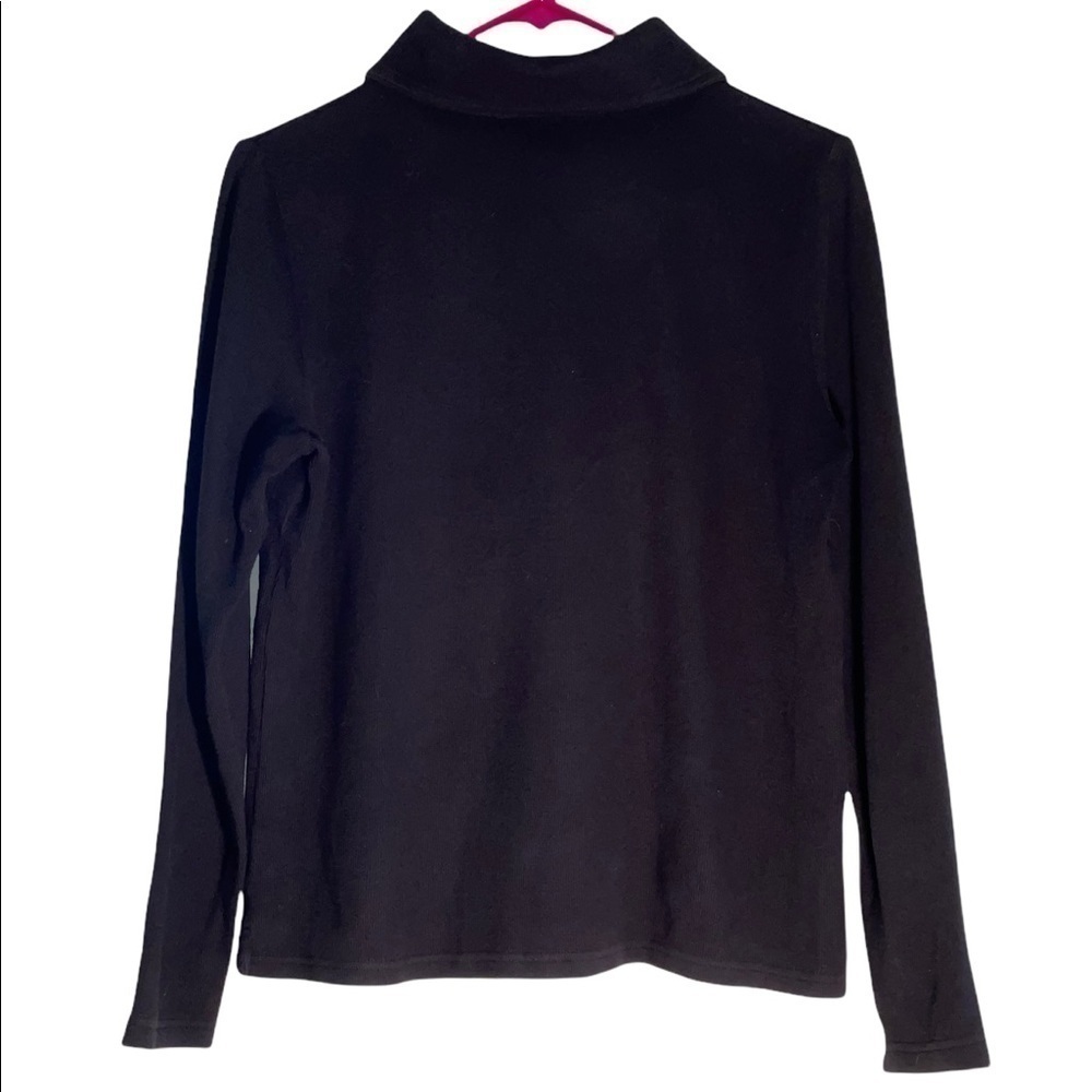 Lauren, Ralph Lauren Black 1/4 gold tone button collared pullover. Size Med GUC - Picture 4 of 8